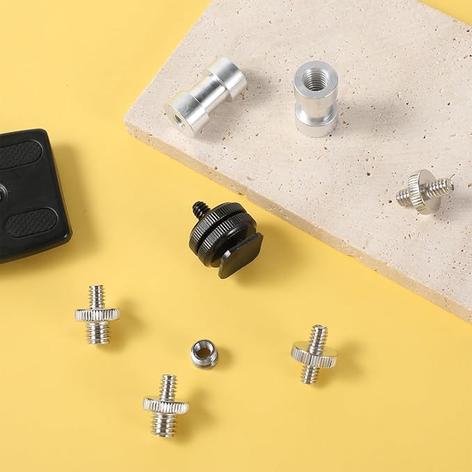 14 Pcs Camera Screws Mount Set 1/4 to 3/8 Tripod Screw Adapter 3/8-20 Thread Converter Adapter 1/4 Screws Camera Hot Shoe Mount Adapters Tripod Mounts Adapters Set for Ballhead Flash Light Monopod