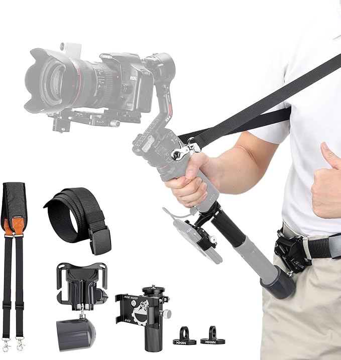 Handheld Camera Gimbal Stabilizer Accessories Load Reduce Kit with Adjustable Shoulder Strap/Belt/Gimbal Support/Extension Rod for Easier Longer Holding. Fits DJI RS4(pro)/RS3(Pro)/RS2/RSC2/SC/S