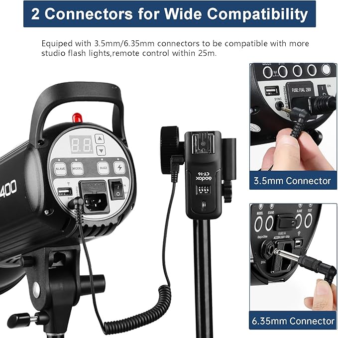 Godox CT-16 Wireless Flash Trigger with Receiver Kit,433MHz 3 in 1 Flash Transmitter and Receiver Compatible for Canon Nikon Pentax Olympus DSLR Camera Flash Speedlight Trigger,Studio Flash Lighting