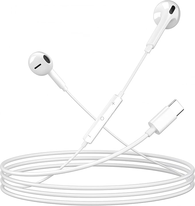 5 Pack USB C Headphones for iPhone 17/16/15 Pro Max iPad Plus TypeC Earphones with Microphone Volume Control USBC Wired Earbuds USB Type C Earphone for Samsung S25 Ultra S24 S23 S22 （1.2M/4Ft）