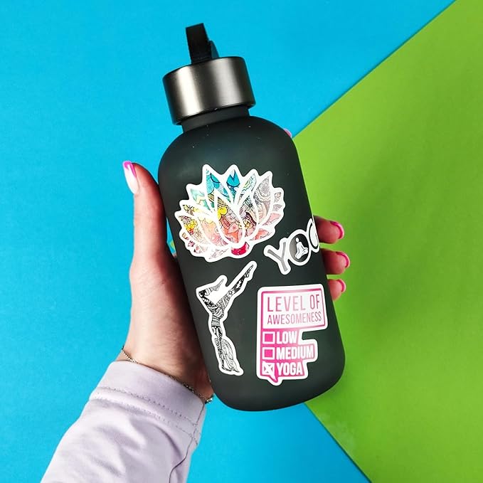 BulbaCraft 100Pcs Yoga Stickers and Decals for Laptop and Water Bottles - Yoga Gifts for Women, Gifts for Women & Men