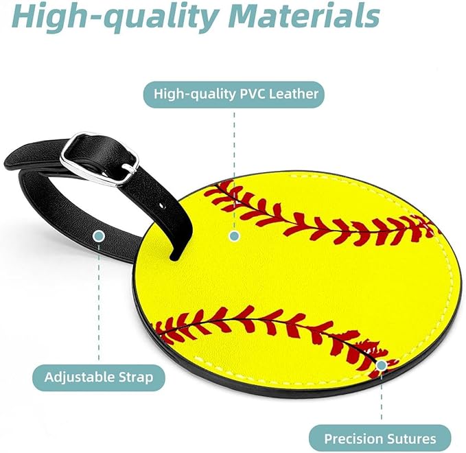 2 Pieces Softball Print Luggage Tags