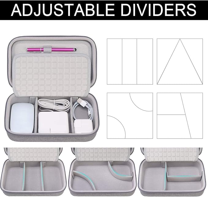Canboc Hard Travel Electronic Organizer Case for MacBook Power Adapter Charger, Cable, Mouse Power Bank, Apple Pencil, USB Flash Disk, SD Card, Small Portable Accessories Bag, Grey