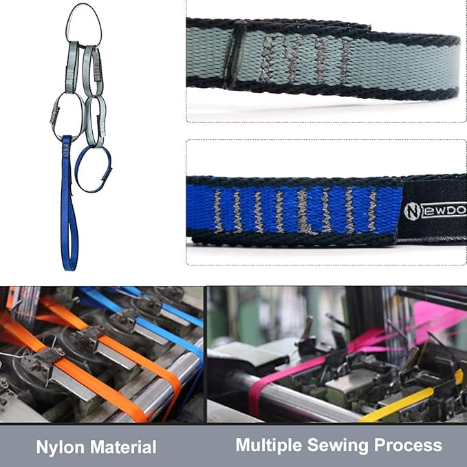 NewDoar Daisy Loop Chain for Climbing,22KN(4950lb) Nylon Webbing Sling 0.7in(17mm) Safe Chain,CE Certified for Outdoor Activities,Personal Anchor Tether System,Aid Climbing
