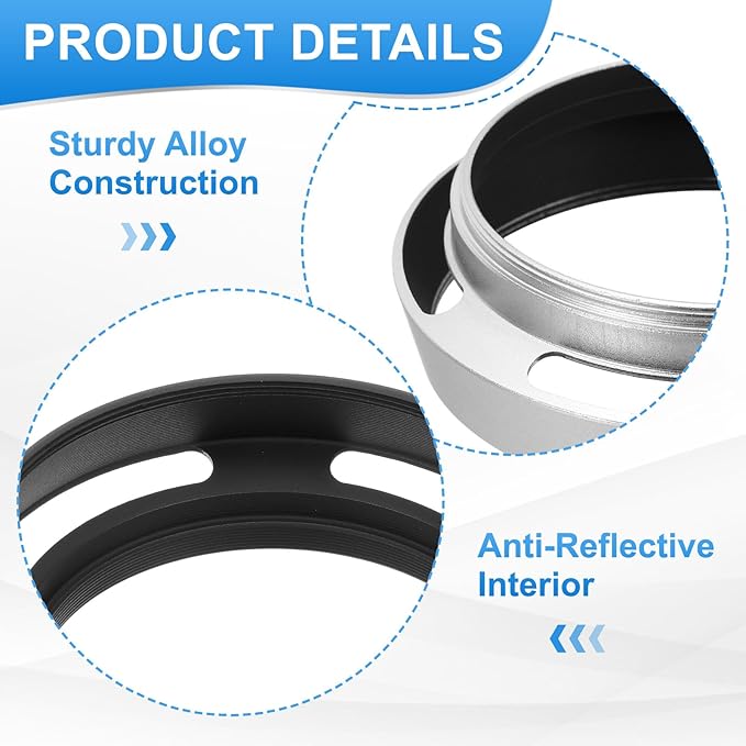 PATIKIL 2 Pcs 52mm Lens Hood, Universal Metal Hollow Curved Screw-in Vented Lens Hoods for Fujifilm for Pentax, Silver