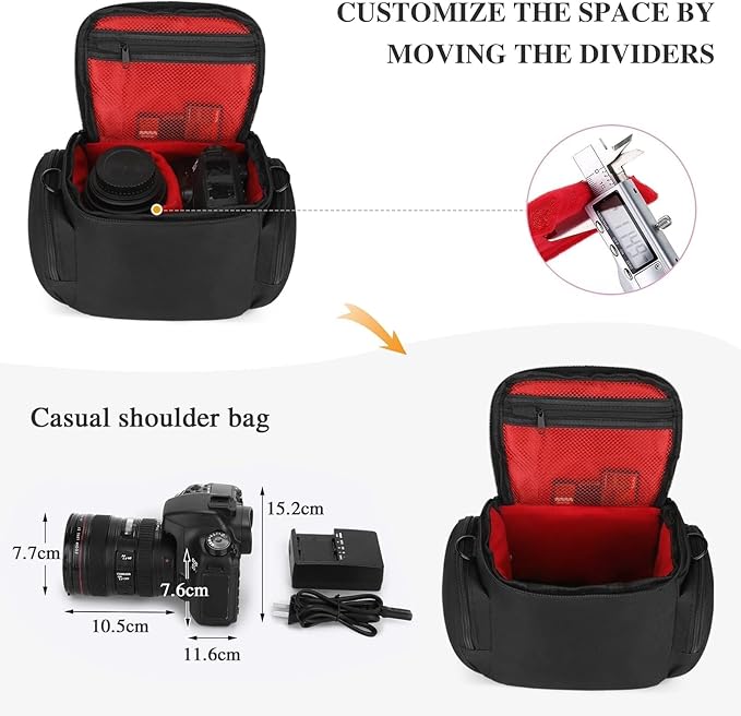 G-raphy Camera Bag Case Small Camera Sling Bags Camera Photography Accessories for DSLR SLR Mirrorless with Removal Straps Black