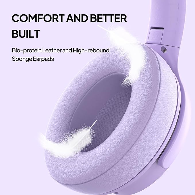 Wired Over-Ear Headphones with USB C Connector, Hi-Fi Stereo Sound, Noise-Isolating Ear Cups, Comfortable Fit for USB C Devices (with Bag, Purple)