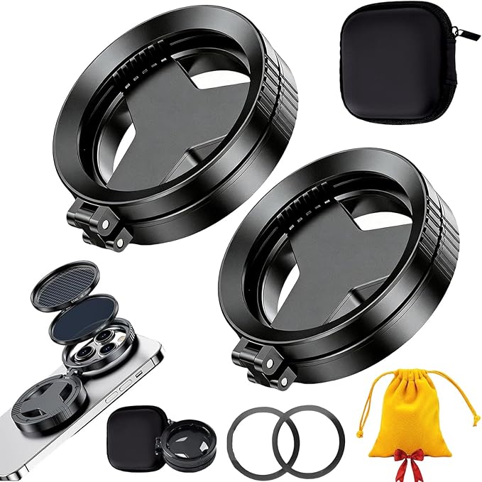 Anti-Glare Magnetic Phone Filter, 2026 Upgraded Flawless Filter, Professional 52mm Polarizing Filter, Reduces Reflections & Enhances Colors for Glass & Product Photography (2 Pcs)