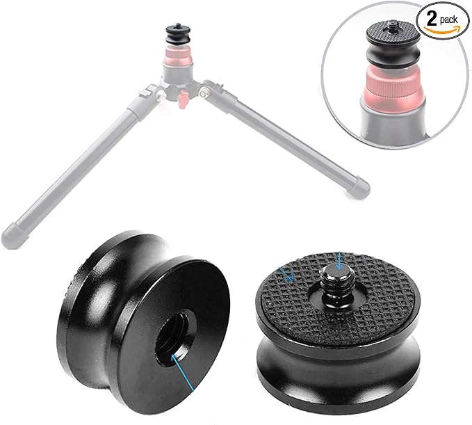 (2 Packs) 3/8" Female to 1/4" Male Thread Screw Mount Metal Adapter, 3/8 inch - 1/4 inch Tripod Plate Screw, Aluminum Alloy, Rubber Gasket