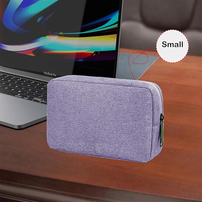 Small Cable Organizer Bag, Charger Organizer Case Pouch Travel Bag, Waterproof Electronics Accessories Case for USB, Cable, Cord, Charger, Phone, Power Bank, Earphone (Small-Purple)