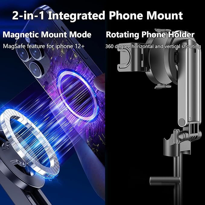 Mini Magnetic Selfie Stick,Multifunctional Magnetic Selfie Stick with Wireless Remote,360° Rotation Phone Selfie Stick Tripod for Video Recording&Vlogging-Portable Travel