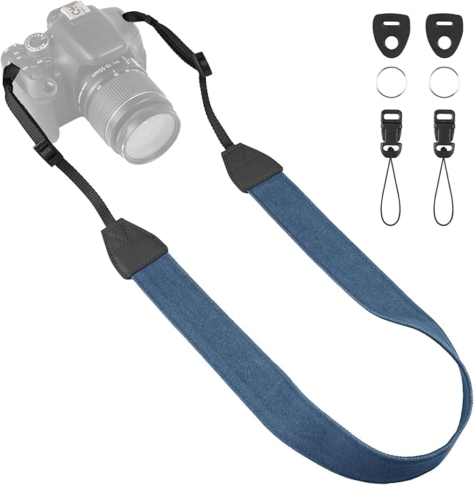 Universal Camera Strap - Camera Neck Strap, Adjustable Shoulder Straps Compatible with Canon, Fujifilm, Nikon, Olympus, Panasonic and other SLR and mirrorless cameras - Blue