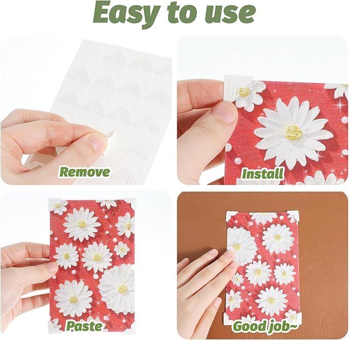 240 Pcs Self-Adhesive White Photo Corner Stickers, 10 Sheets Acid Free Mounting Photo Corners for Scrapbooking Picture Stickers for DIY Scrapbook Album Picture Frames Journal Supplies