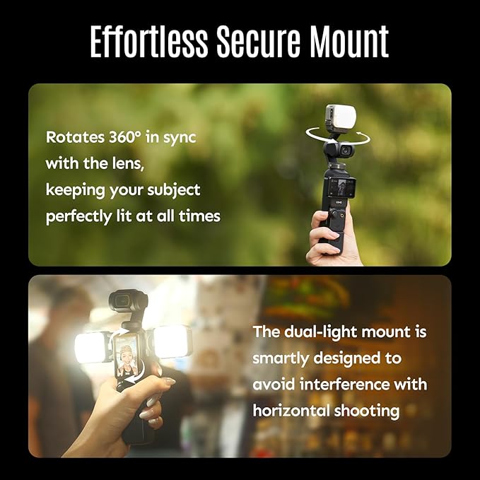 Harlowe Atom 2 Universal Creator Kit - Mini Magnetic Camera Light 2W - Type-C Rechargeable Motion-Sensor Fill Light for Vlogging - Portable Lighting Kit with Diffuser, Indoor & Outdoor Use