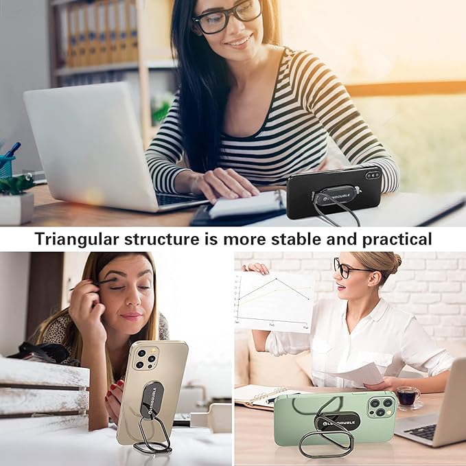 Phone Ring Holder Finger Kickstand, 360 Rotation Foldable Ultra-Thin Metal Cell Phone Back Hand Grip for Magnetic Car Mount & Office Desktop, Adjustable Cellphone Stand for iPhone 16 iPad Smartphones