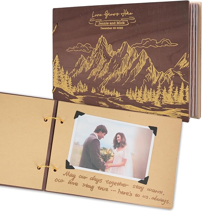 Personalized Travel Photo Album, Custom Wedding Photo Album with Name and Date, Wedding Scrapbook Couples Scrapbook Memorial Guest Book Keepsake Travel Gifts