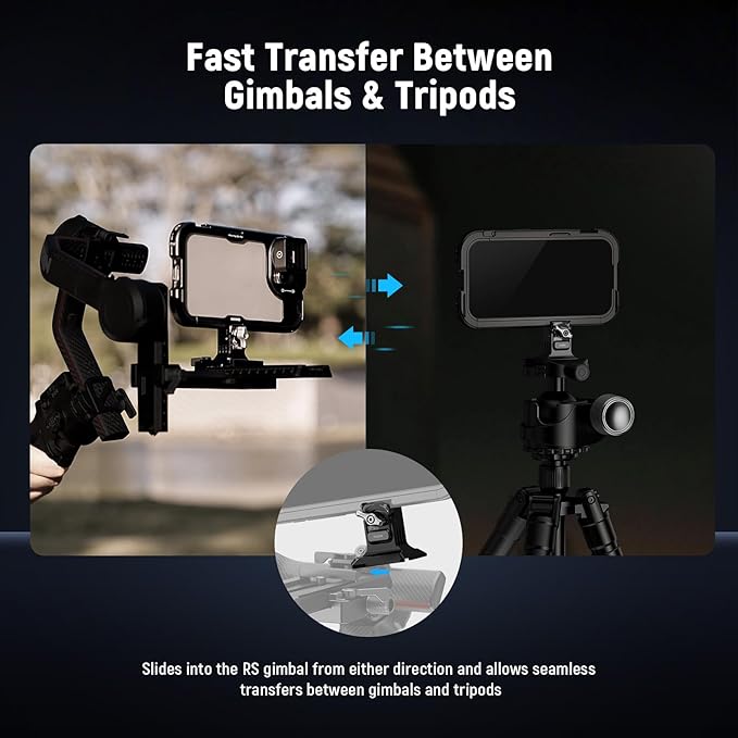 NEEWER Phone Tripod Mount with Arca Type Base, 1/4" Threads, Quick Release Clamp Compatible with iPhone 16 Pro Max S25 Ultra Phone Cage DJI RS4 Mini RS4 RS3 Pro RS2 RSC2, PA124