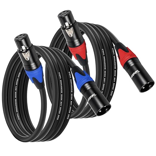 XLR Cable 75 Feet 2 Pack Premium XLR Microphone Cable 3-Pin Balanced Microphone Mic Cord Male to Female XLR Speaker Cable