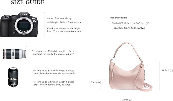 Meliae Camera Bag for Women, DSLR Mirrorless Camera Purse, Leather Shoulder Crossbody Hobo Travel Tote