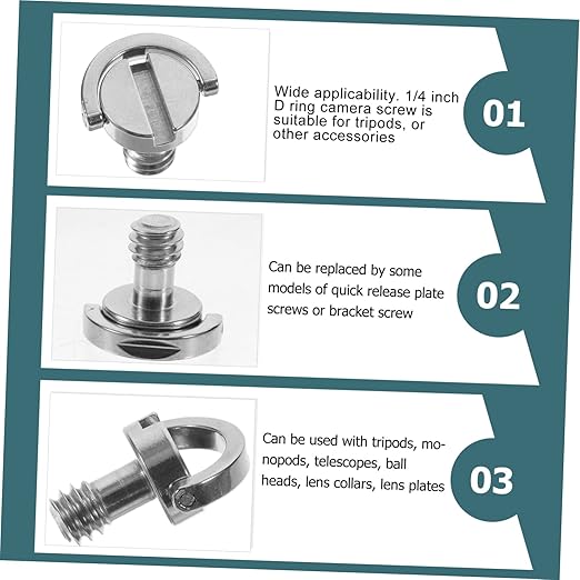 Angoily Camera Mounting Screws 1/4 Inch Tripod Mount Screws d Ring Quick Release Plate Clamp 5 Pcs