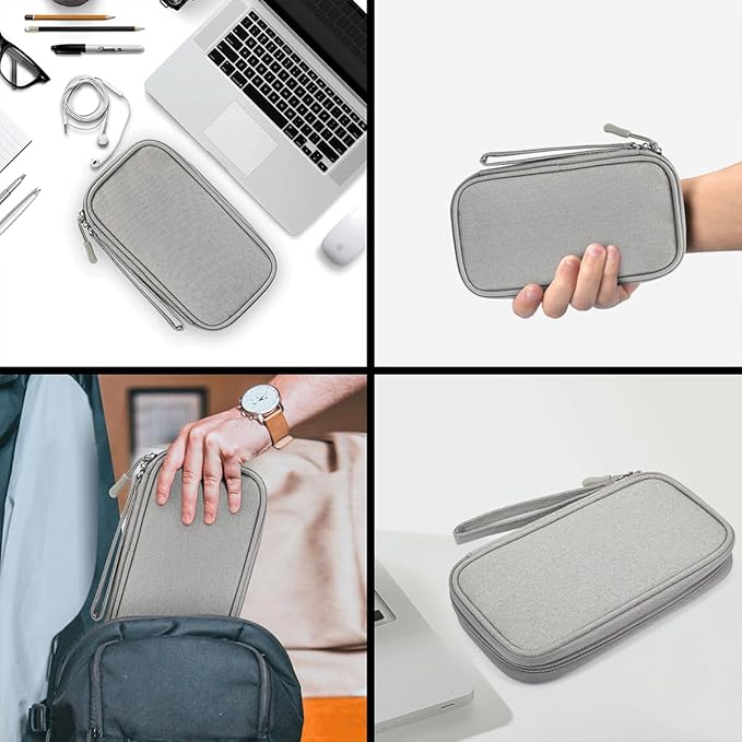 Cord Organizer Travel Cable Organizer Bag Tech Electronic Organizer Travel Case, Waterproof Electronic Accessories Pouch Bag for Cable, Cord, Charger, Phone, Power Bank, Earphone(Light Grey)