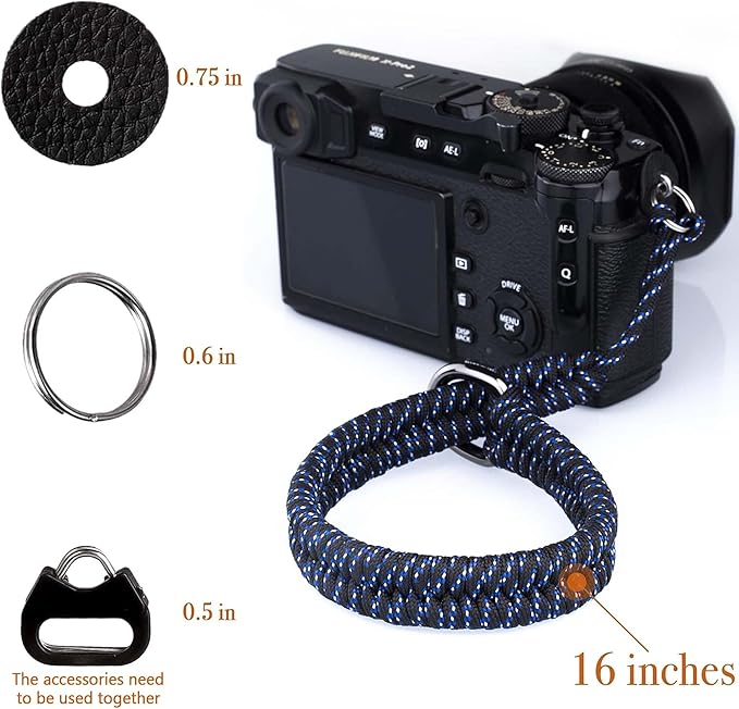 Camera Wrist Strap for DSLR Mirrorless Camera, Quick Release Camera Hand Strap with Safer Connector (Blue)