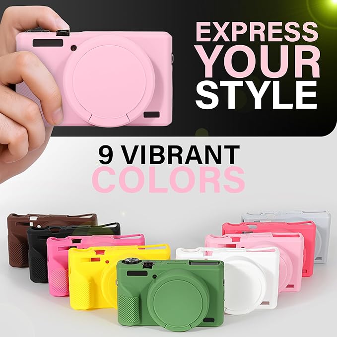 STSEETOP Silicone Case for Canon Powershot G7 X Mark II, G7 X Mark II Case Soft Protective Cover with Anti-Slip Grip and Lens Protection, Scratch Resistant (Pink)