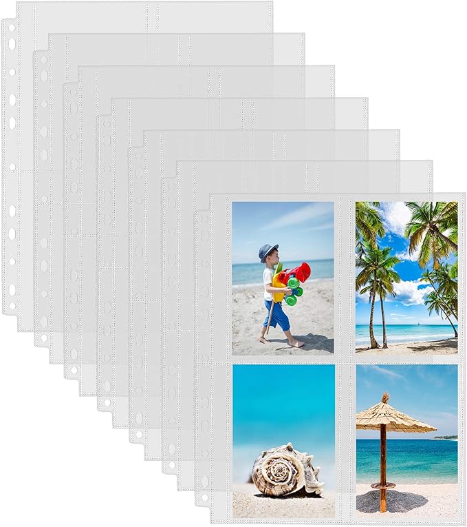 Sooez 30 Pack Heavy Duty Photo Sleeves for 3 Ring Binder (240 Pictures), 3.5x5 Plastic Album Refill Pages, Clear Archival Sleeves, Binder Pages
