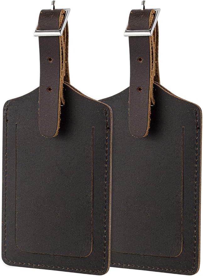 Genuine Leather Luggage Tags & Bag Tags 2 Pieces Set