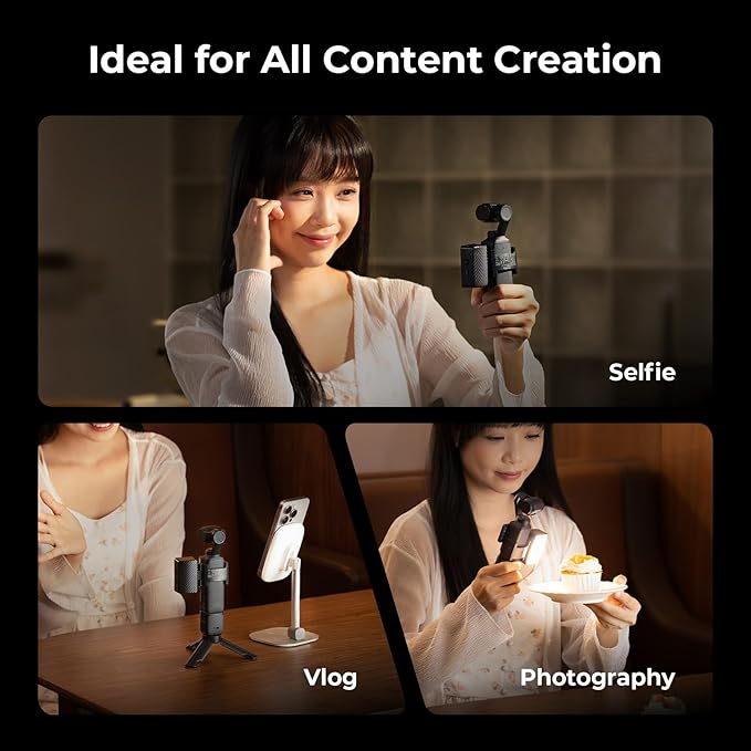 SmallRig Bi-Color LED Video Light for DJI Osmo Pocket 3, Mini Video Light with 650mAh Battery, CCT Mode 2700K-6500K, 360° Adjustments, for Selfie Vlog Recording, Content Creators Photographer - 5733