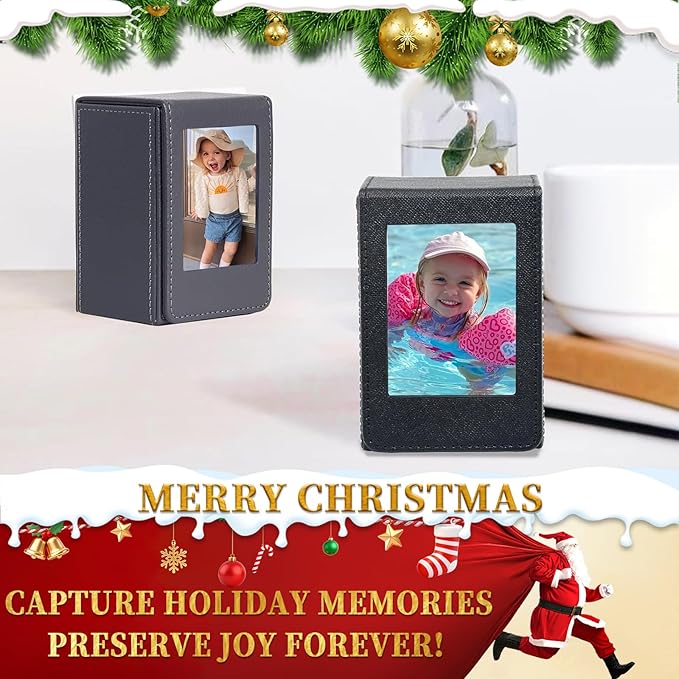CAIYOULE Picture Holder Case for Fujifilm Instax Mini 41/12/11/99/90/EVO/SE/7+ Film Photo, PU Leather Photo Storage Box for Polaroid Mini Film, 2.5x3.7 Protective Case Can hold 50+ films, Black