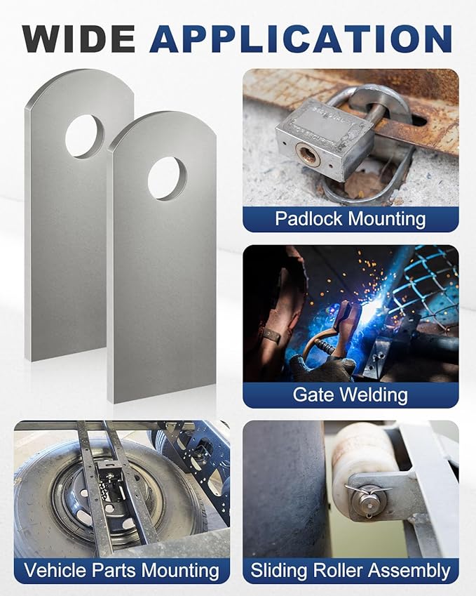 30 Pcs Weld on Tabs, Universal Shock Mount Flat Tab Bracket 1" W, 2-3/8" H, 3/8" Hole, 1/8" Thickness, Mild Steel Tabs Weld on Shock Mounts for Easy Welding