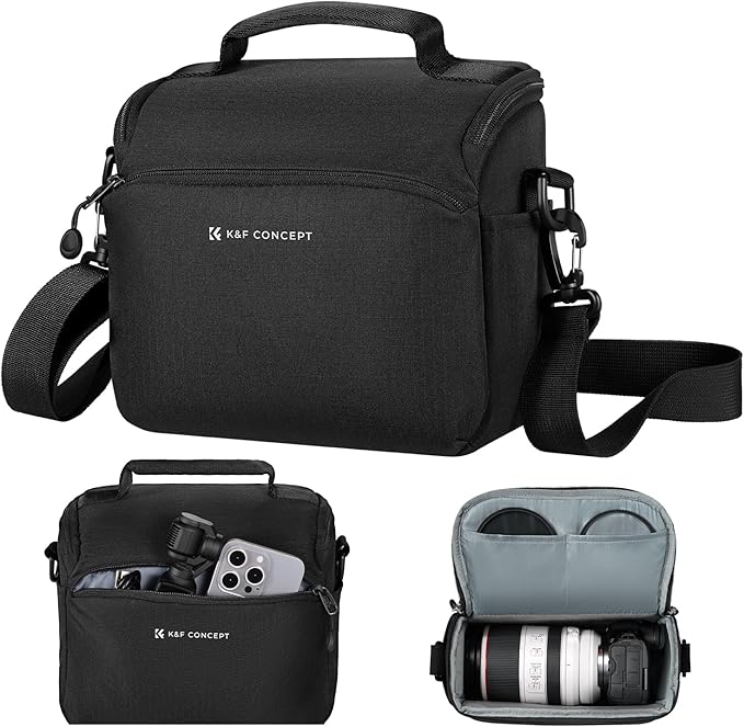 K&F CONCEPT Camera Sling Bag Small Crossbody Camera Case DSLR/SLR/Cute Compact Shoulder Photography Bags for Photographers