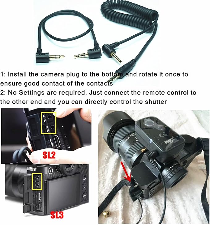 3.5MM-SL2(TRRS3.5) for Leica Camera Shutter Release Cable is Suitable to SL2/SL2S/SL3/SL3S Focusing and Photography Cables Focusing and Photo-Taking Function (3.5mm-SL2 2pcs)