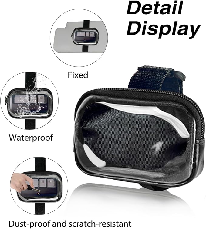 Garage Door Opener Holder for Visor, Mini Universal Bag for Garage Door Key Fob Remote Control, Adjustable Visor Bag Gate Clicker Holder, Carrying Case for Universal Garage/Gate Door Opener Remote