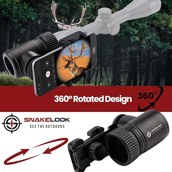 Universal Phone Scope Adapter – Side Mount Design Smartphone Scope Mount – Hunting, Birding, Target Shooting, Aiming, Sighting – All-Aluminum Black Frame Camera Mount - Sidewinder Scope Phone Adapater