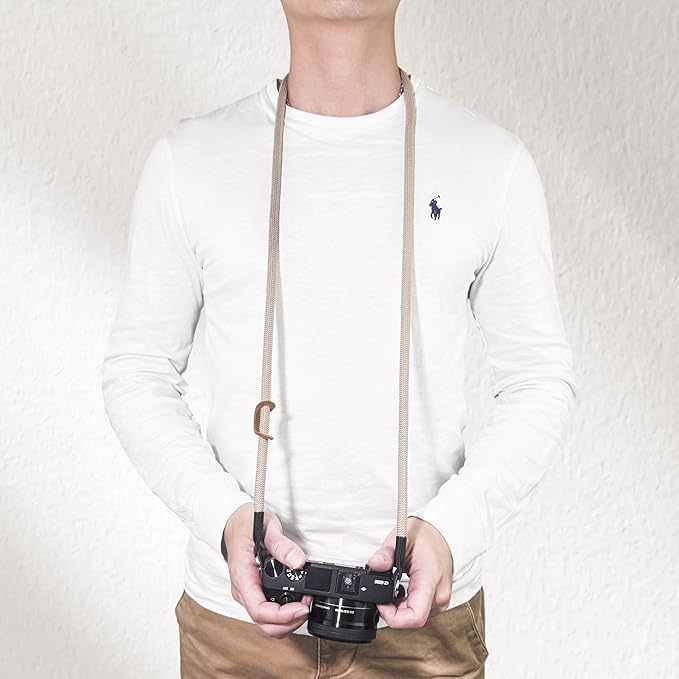 Little Fire Craft Camera Strap Crossbody Camera Neck Shoulder Strap 127cm Climbing Rope for Photographers Lanyard 10mm Thick - Khaki