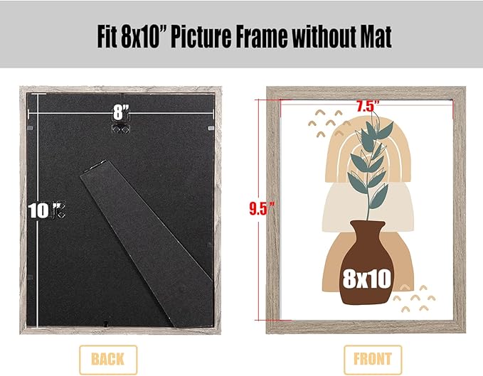 kennethan 8x10 Picture Frame Gray Set of 4, Wooden Poster Frame for Tabletop and Wall Mounting Display for Home, Office,Gallery,Holiday with Photos, Posters, Puzzles
