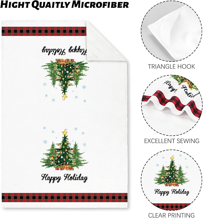 Nialnant 2 Pcs Christmas Hand Towels,16 x 23.6 Inch Funny Kitchen Towels for Housewarming Gifts New Home, Christmas Kitchen Decor
