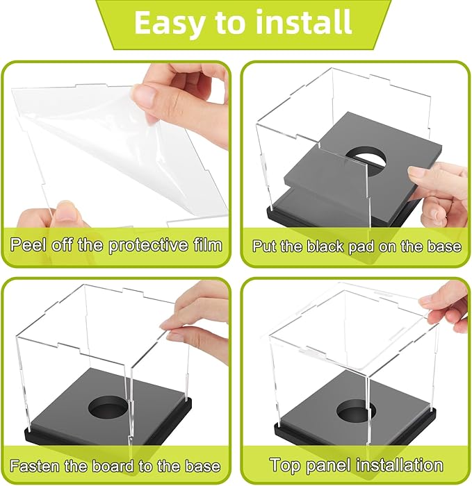Hooqict 2 Pack Arcylic Softball Display Case Clear Softball Holder UV Protected Stand Championship Display Case Memorabilia Square Box for Golf Tennis Game Ball Baseball