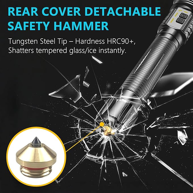10,000 High Lumens Rechargeable LED Flashlights, 70W High Power XHP360 Wick Super Bright Zoomable Tactical Flashlight with USB Output, Dual Powerd Large Size Flash Light for Emergency Camping Hunting