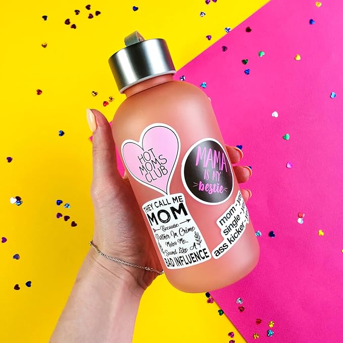 BulbaCraft 100 Pcs Funny Mom Stickers for Water Bottles - Mama Sticker, Funny Gifts for Mom, Mother Decals, Mothers Day Laptop Decals, Gifts for Women & Men