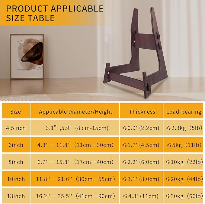 COLOOFO 1 Pack 8 Inch Plate Stand, Wooden Display Stand Plate Stands for Display Decorative Picture Frame Stand, Easel Display Stand,Book Display Stand, Plate Holder Display Stand (8 Inch-1PCS)
