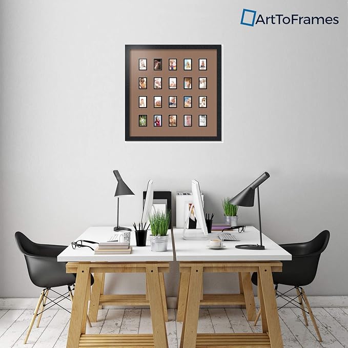 Art to Frames Double-Multimat-398-767/89-FRBW26079 Collage Photo Frame Double Mat with 20-2x3 Openings and Satin Black Frame