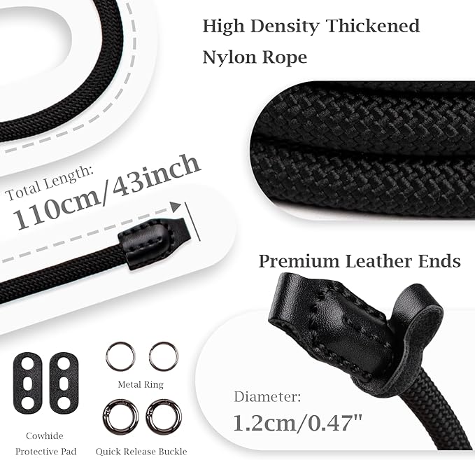VOVMOEYA Camera Strap Rope,Camera Neck Strap Shoulder Strap for Fujifilm X100VI X100V XS20 XT5 for A6000 A6100 A6400 A6700 A7IV for Canon EOS R6 R10 for Nikon D850 D5600 D7500 - Black