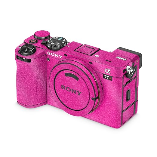Glossy Glitter Camera Skin Compatible with Sony Alpha 7CR Camera (2023) - Solid Hot Pink - Premium 3M Vinyl Protective Wrap Decal Cover - Easy to Apply | Crafted in The USA by MightySkins