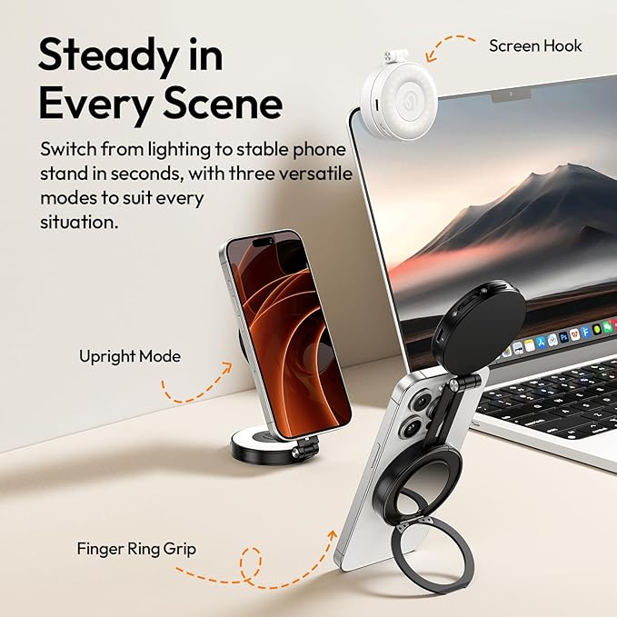 ULANZI LM23 Magnetic Ring Light for iPhone MagSafe — 360° LED Selfie & Vlog Fill Light