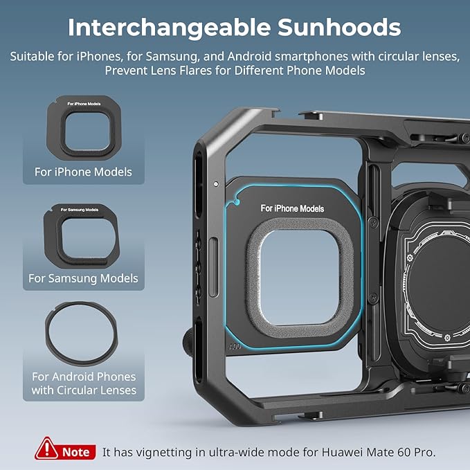SMALLRIG 67mm Threaded Filter Adapter with Detachable Sun Hoods for Universal Phone Cage 4704/4597/5275/5276/4299B,for iPhone, for Samsung & Smartphones - 5277