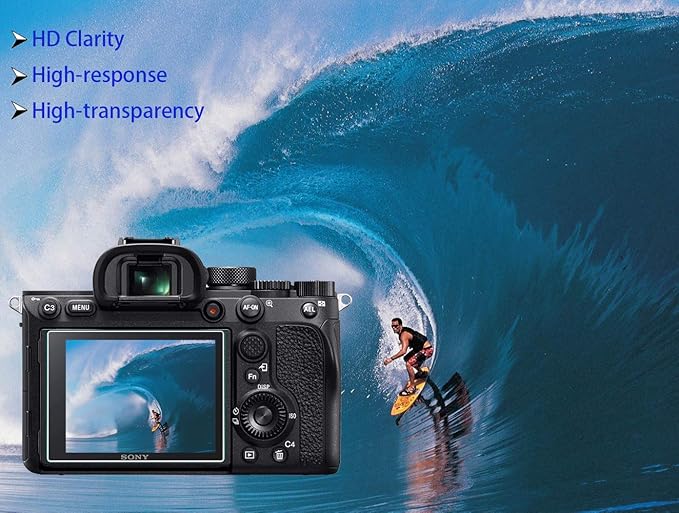 Screen Protector for Sony Alpha 7V 7 V 7R V A7V A7 V 7RV A7R V A7RV A7R5 Camera (for Accessories) with Hot Shoe Cover,HUIPUXIANG 0.3mm High Definition 9H Hardness Optical LCD Premium Glass Protective Cover [3+1 Pack]