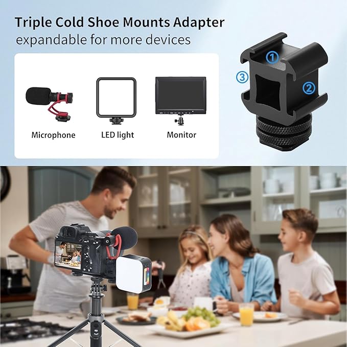 UTEBIT Phone Holder Mount for DJI Osmo Pocket 3, Universal Cell Phone Mount Expansion Pocket 3 Accessories Extension Rod, 1/4" Threads Hole for Tripod Selfie Stick, Cold Shoe for Mini Video Light Mic